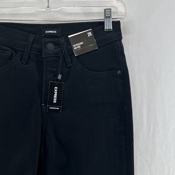 Express Skyscraper Mid-Rise Jeans Women 2R Hyper Stretch Vented Inside Hem Black - Picture 5 of 16